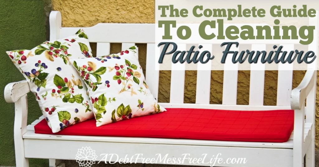 Take your patio furniture from grungy to sparkling with tips in our complete guide for cleaning patio furniture no matter what it’s made of~