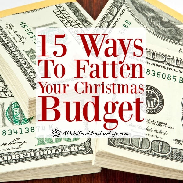 Money and Christmas? Will you have enough to cover the holidays? These 15 strategies can put some serious extra money and fatten up your wallet! Visit our 100 Days of Debt Free DIY Holiday Ideas for more recipes, decorating ideas, crafts, homemade gift ideas holiday budget tips and much more!